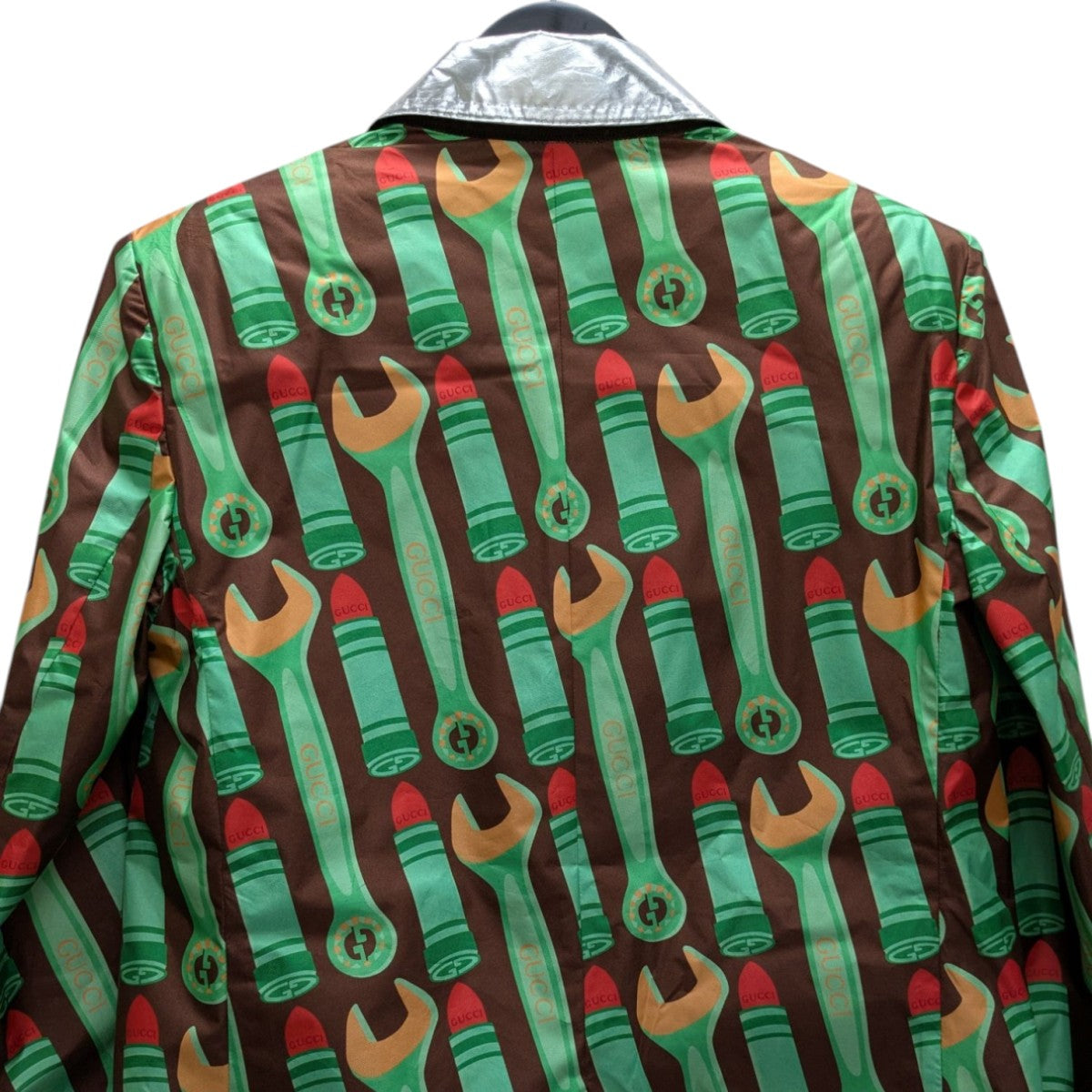 GUCCI(グッチ) リップ金ボタンジャケット 740827 ブラウン×シルバー GUCCI(グッチ) リップ金ボタンジャケット 740827 ブラウン×シルバー