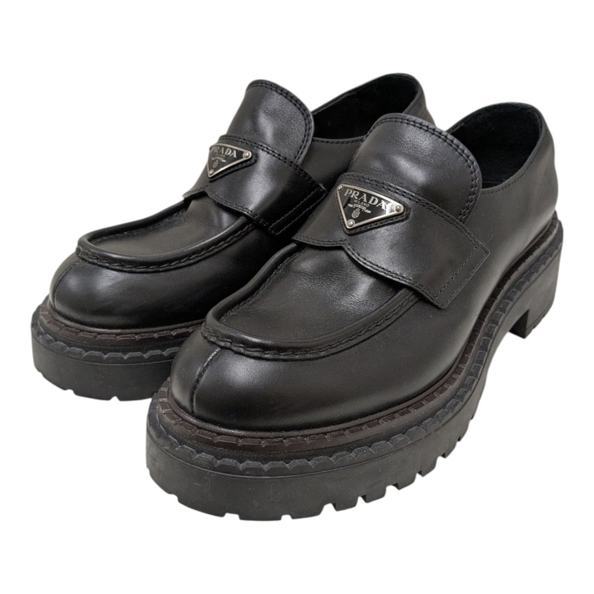 PRADA ネイビー ローファー ネイビー スエード ローファー | PRADA