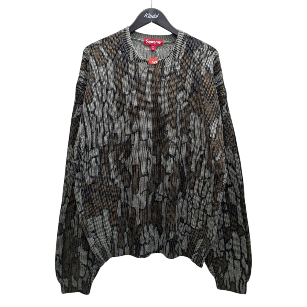 Supreme シュプリーム ニット・セーター L 黒x白x赤(総柄) 【古着】