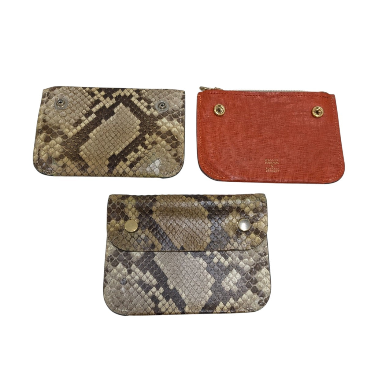 SUN／kakke(サンカッケー) 3点セットパイソン財布 ブラウン