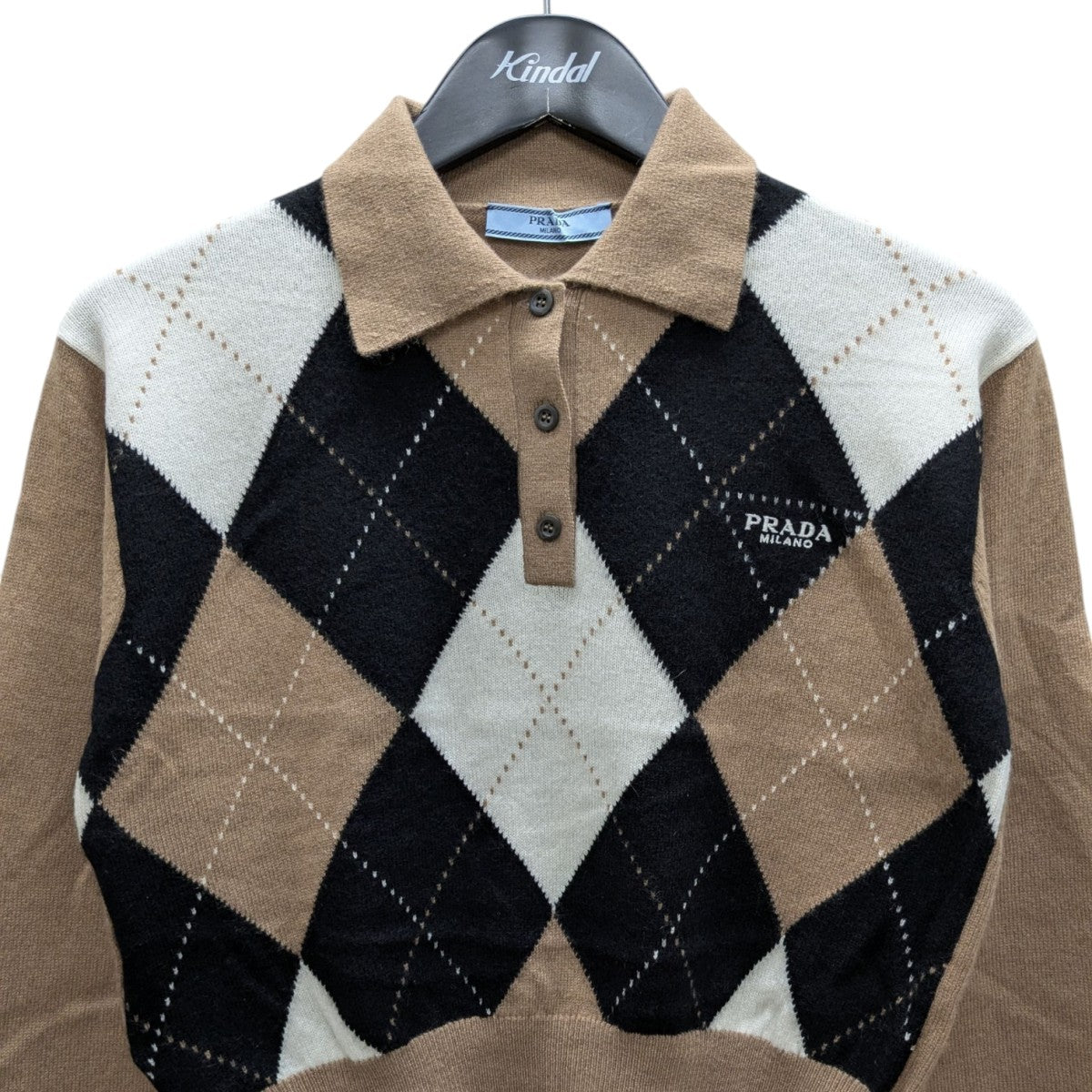PRADA(プラダ) アーガイルニットポロシャツ P24Z1V ベージュ