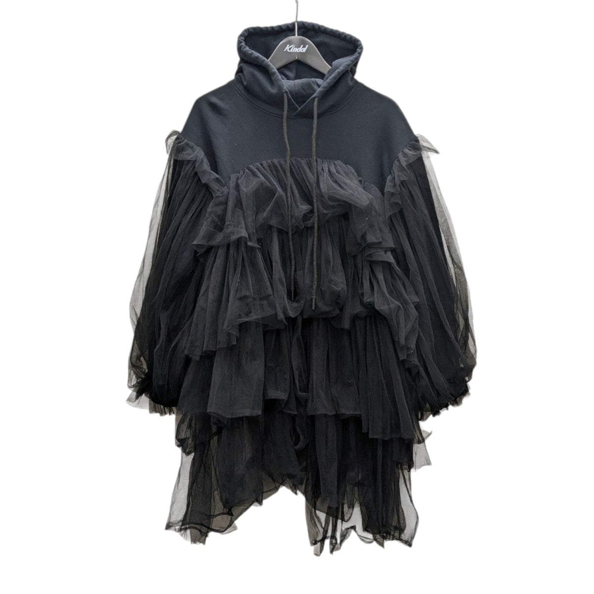 ヴィヴィアーノ VIVIANO Tiered Tulle Trimmed Sweatshirt チュールパーカー ブラック サイズ：S VIVIANO(ヴィヴィアーノ) Tiered Tulle Trimmed Sweatshirt
