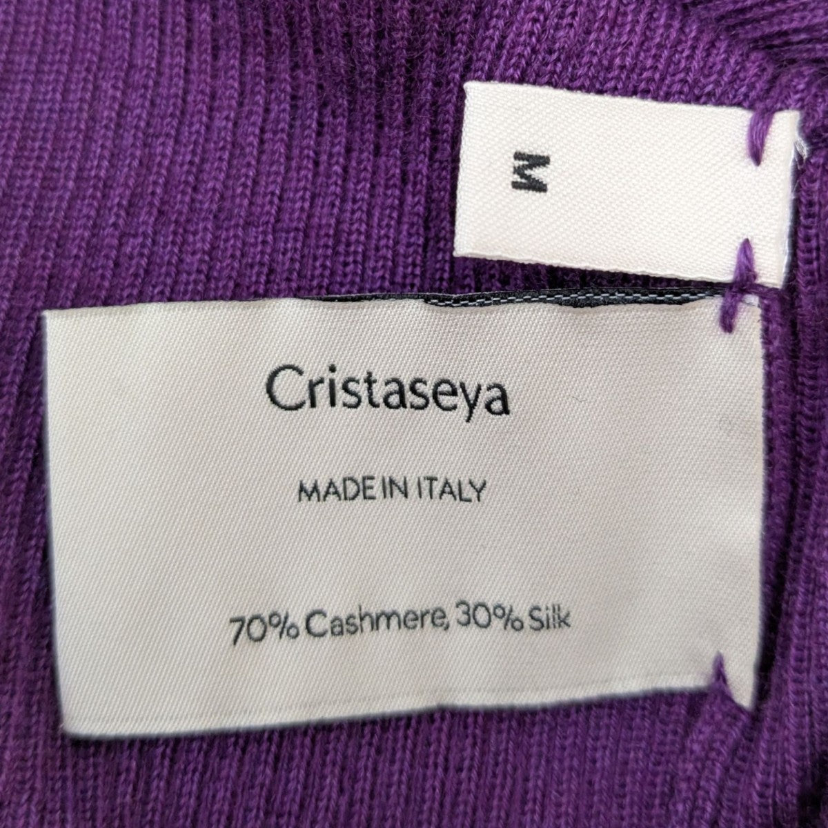 クリスタセヤ Cristaseya カシミヤ シルク ワンショルダー ニット パープル サイズ：M Cristaseya(クリスタセヤ) カシミヤ シルク ワンショルダー
