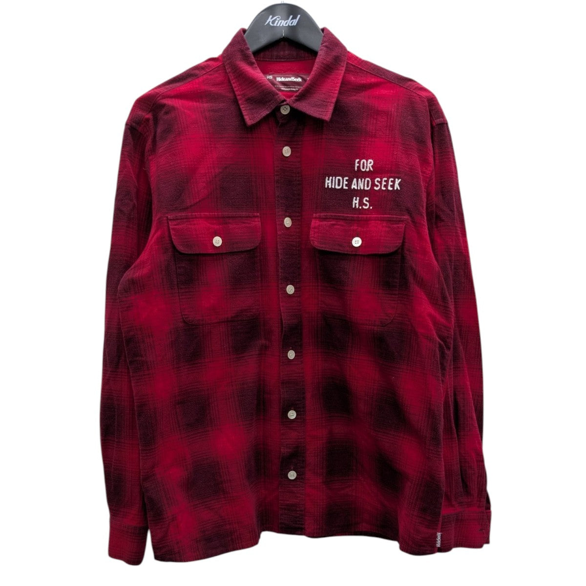 HideandSeek ネルシャツ L HIDE AND SEEK - OMBRE CHECK L/S SHIRT (BLACK) / オンブレ