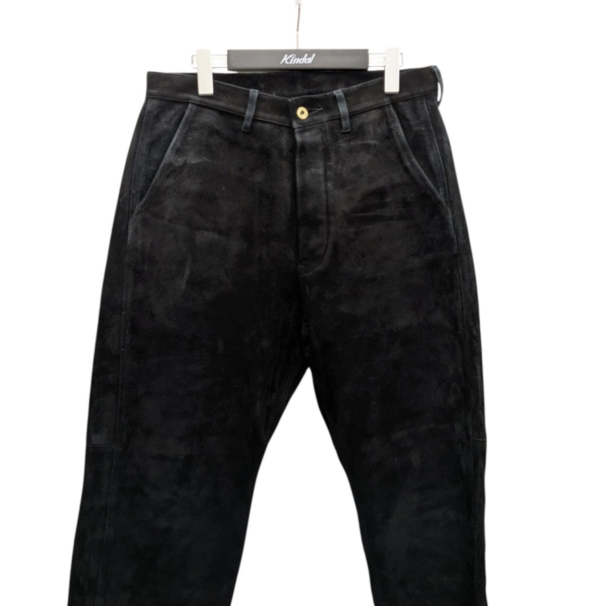 【美品】ポストオーバーオールズ ダブルニー ヘリンボーン ブラックデニムパンツ POST O'ALLS(ポストオーバーオールズ) ダブルニー オリーブ