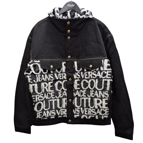 VERSACE JEANSジャケット VERSACE(ヴェルサーチ) デニムファージャケット ブラック サイズ IT 52