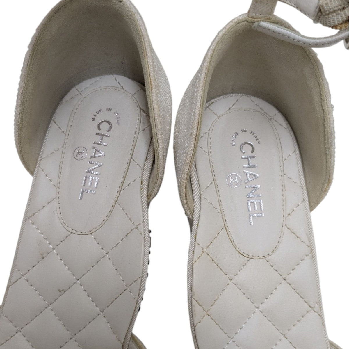 CHANEL スパンコール　サンダル　38 CHANEL(シャネル) スパンコールアンクルストラップシューズ