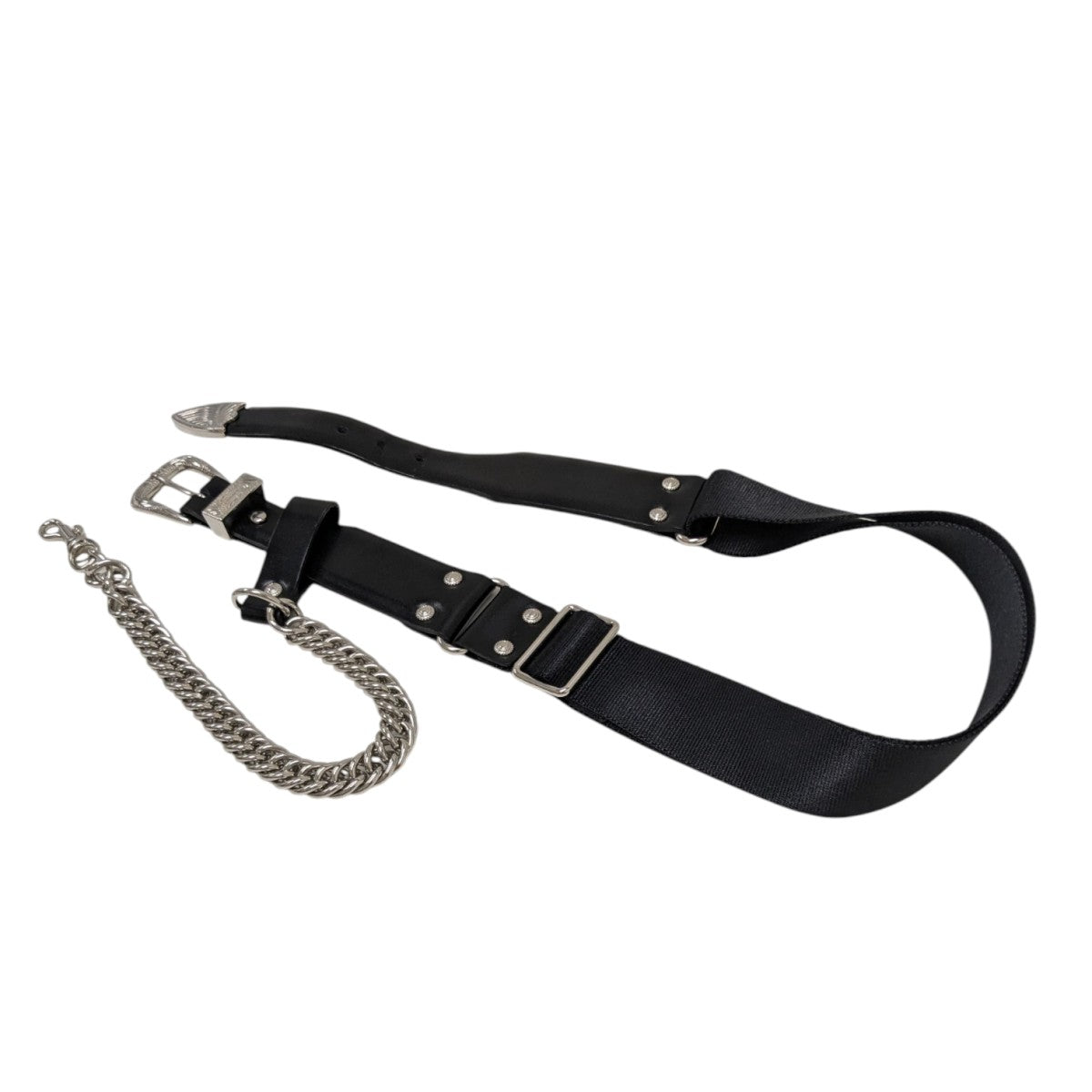 TOGA(トーガ) Leather nylon belt with chainベルト ブラック