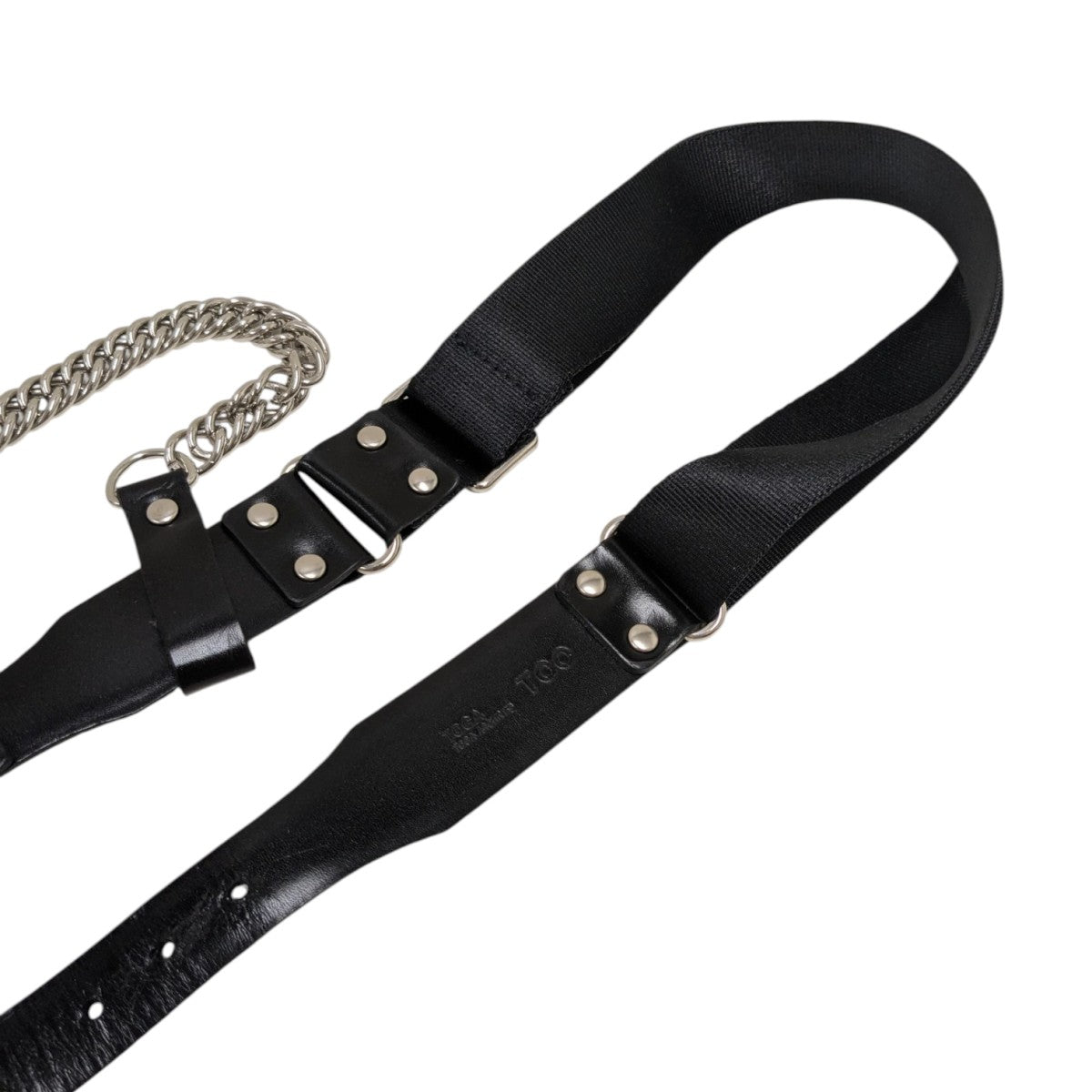 TOGA(トーガ) Leather nylon belt with chainベルト ブラック