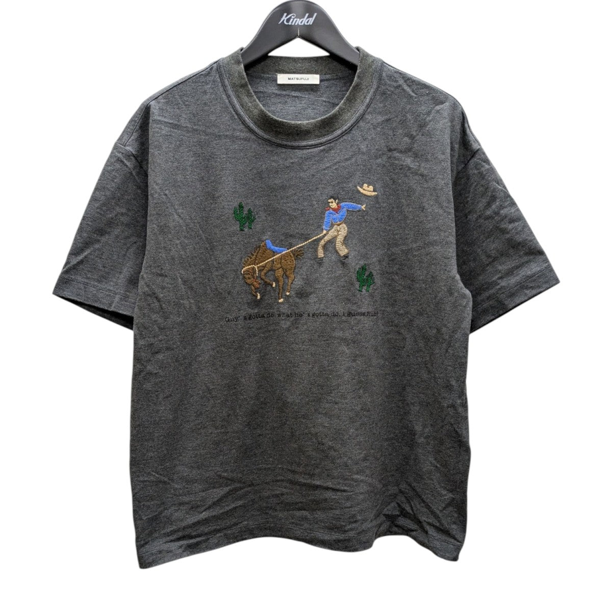 MATSUFUJI Embroidery Short Sleeve T-shirt カウボーイ刺繍 エンブロイダリーTシャツ 古着・中古-1枚目のアイテム画像