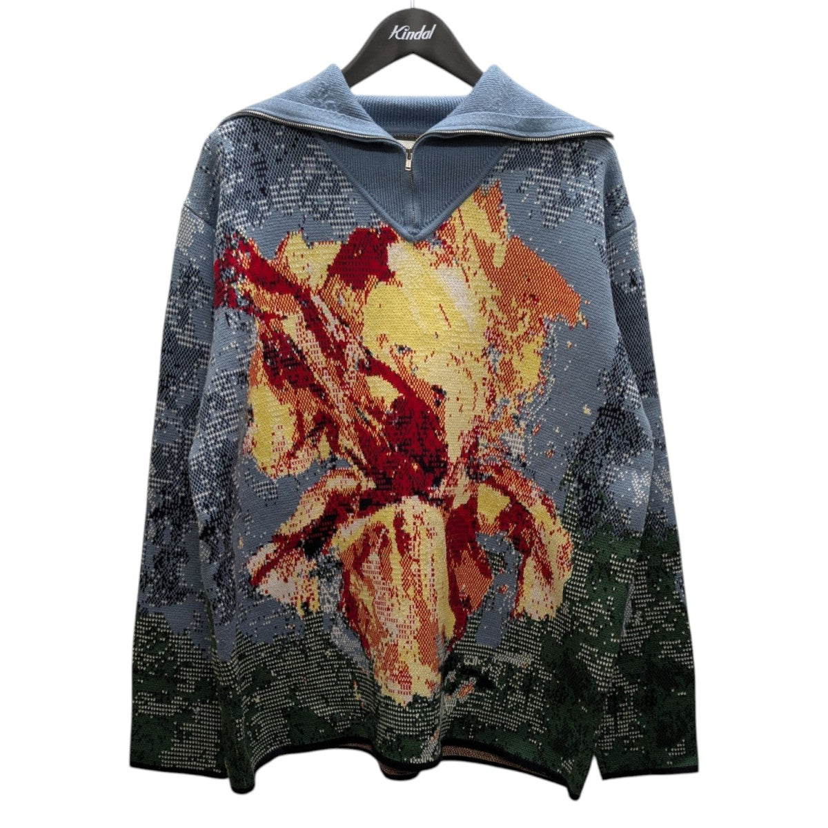 KNIT jacquard zip upハーフジップ ニット
