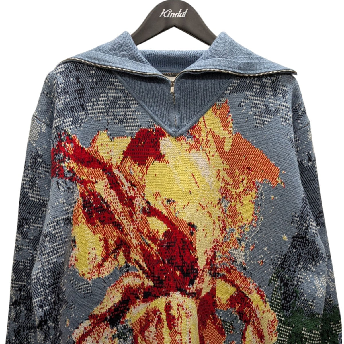 KNIT jacquard zip upハーフジップ ニット