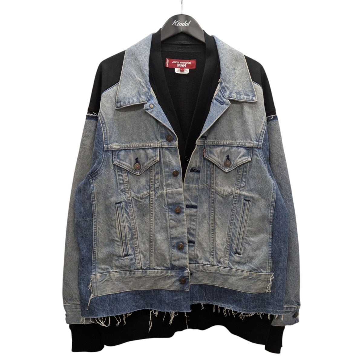 CDG JUNYA WATANABE MAN×LEVI’S 25SS綿デニム製品加工カスタマイズ綿エステル裏毛LEVI’SWネームジャケットWO-J206 古着・中古-1枚目のアイテム画像