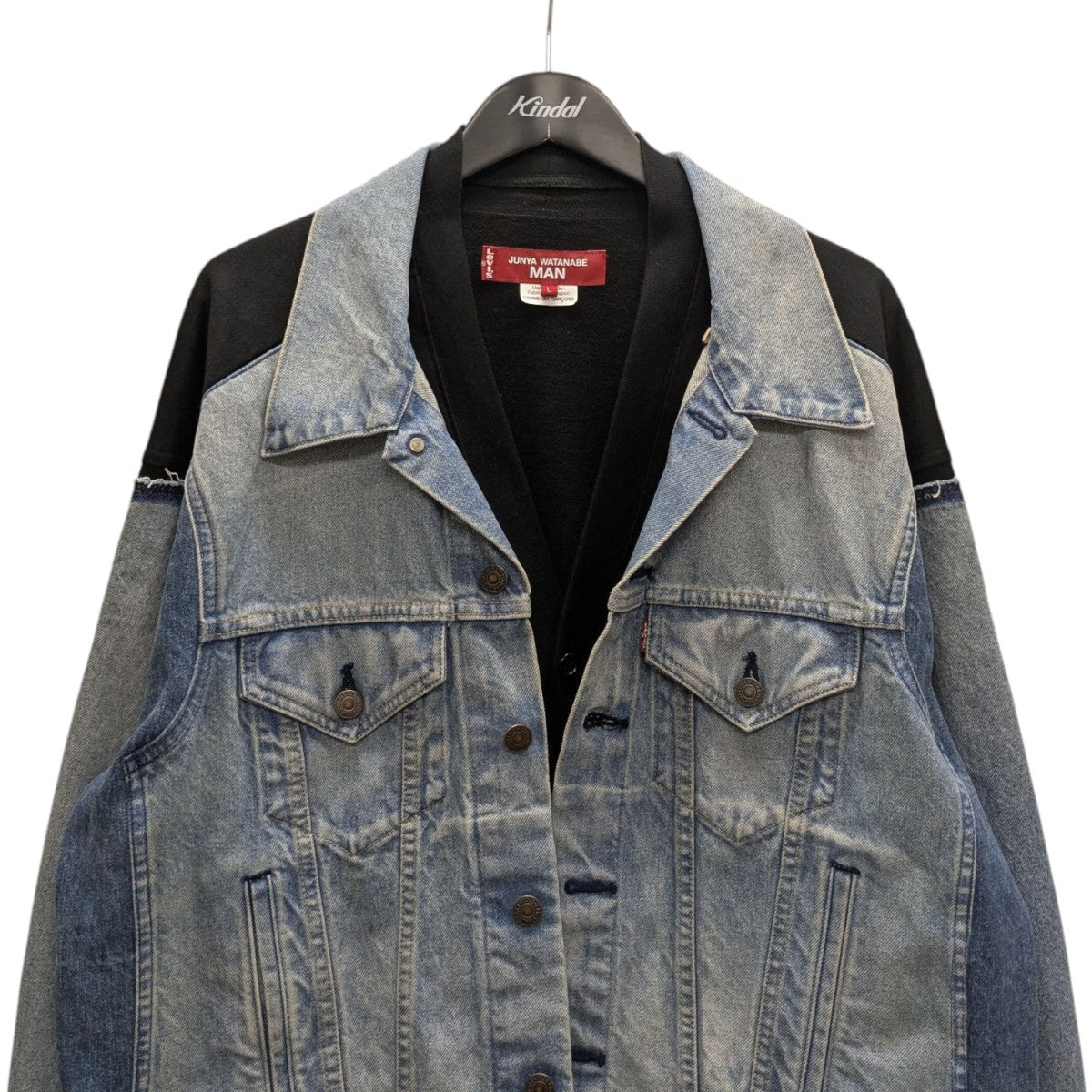 CDG JUNYA WATANABE MAN×LEVI’S 25SS綿デニム製品加工カスタマイズ綿エステル裏毛LEVI’SWネームジャケットWO-J206 古着・中古-2枚目のアイテム画像
