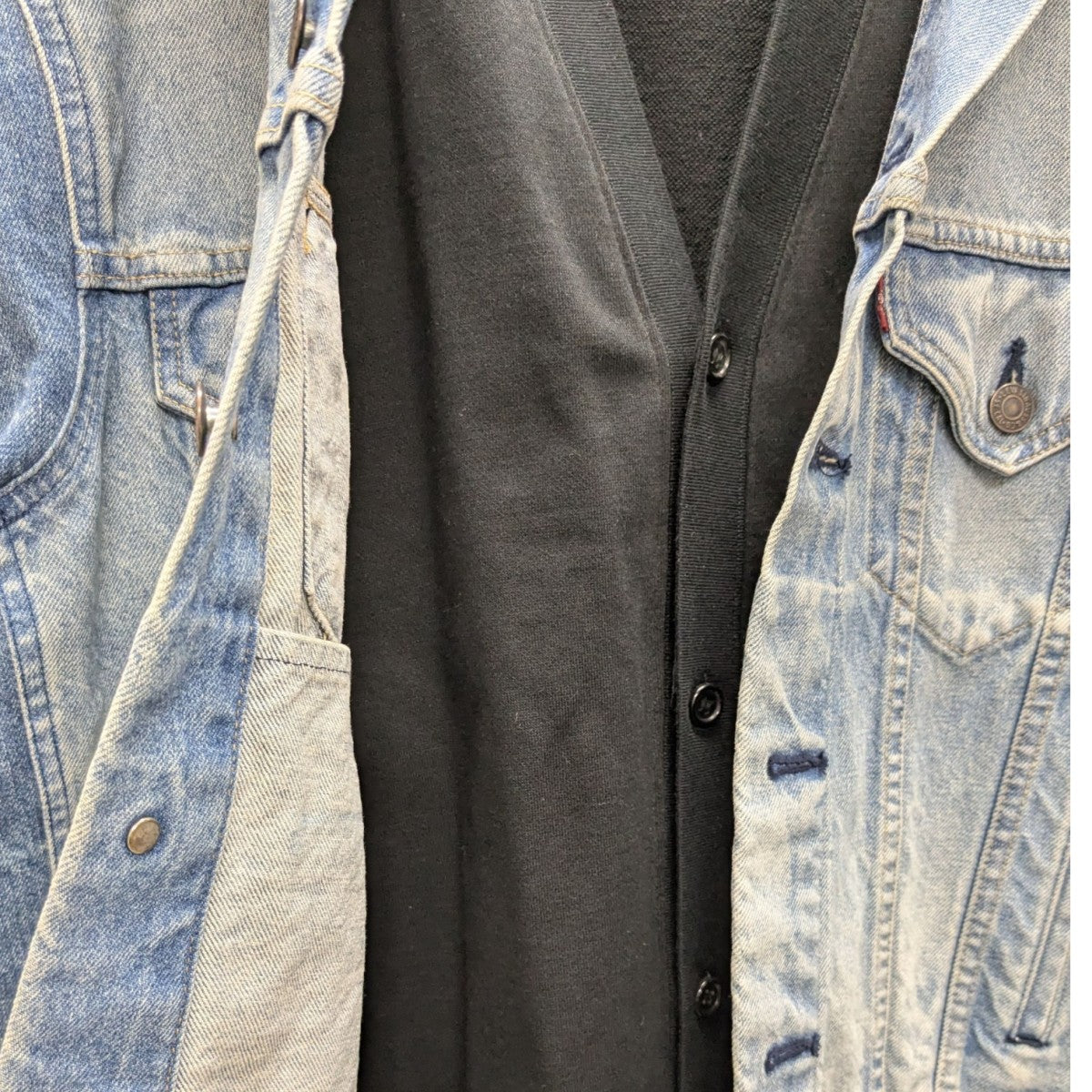 CDG JUNYA WATANABE MAN×LEVI’S 25SS綿デニム製品加工カスタマイズ綿エステル裏毛LEVI’SWネームジャケットWO-J206 古着・中古-3枚目のアイテム画像
