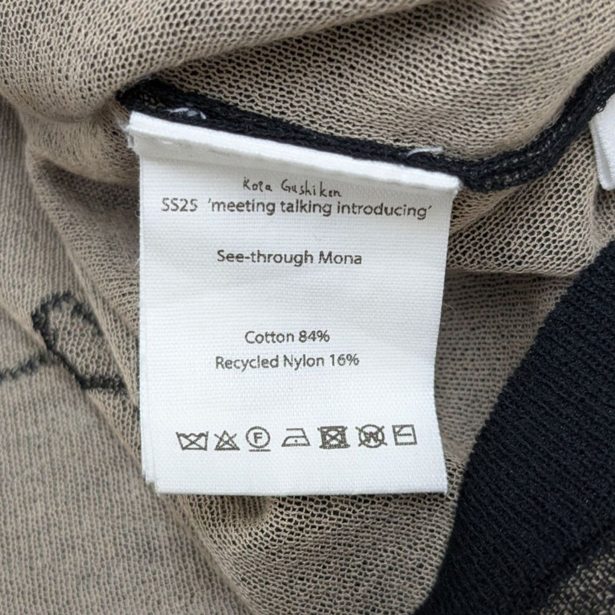 Kota Gushiken(コウタ グシケン) 25SSSEE-THROUGH MONAシースルー 