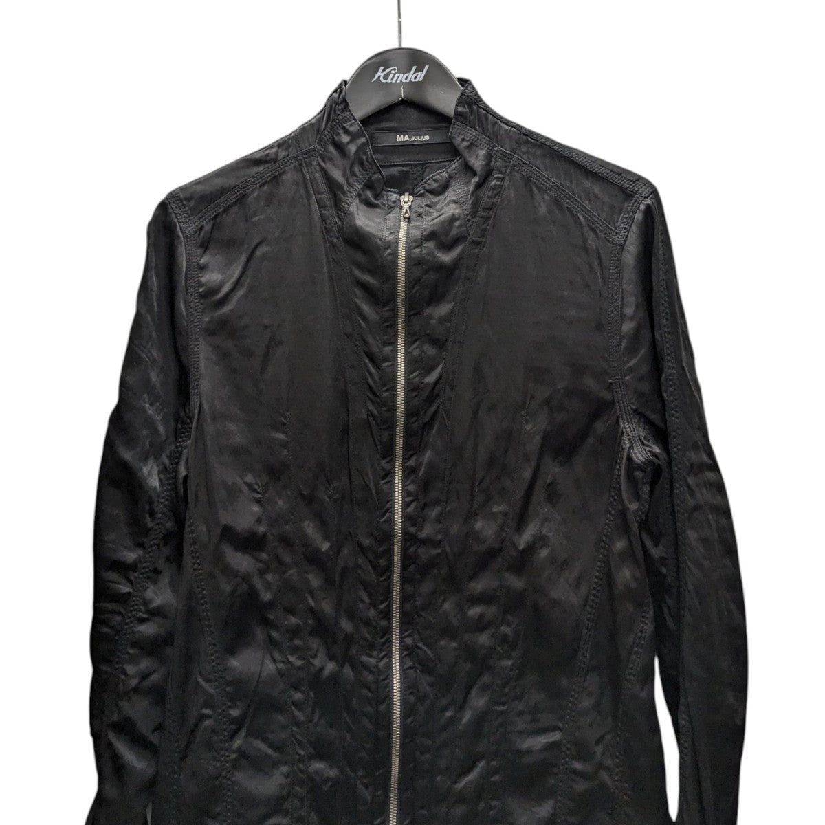 JULIUS ブラック ジップアップジャケット L Julius Black Offset Zip Leather Jacket Julius