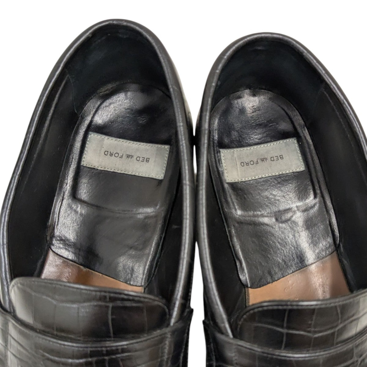 BED J．W． FORD(ベッドフォード) 型押しローファー ブラック