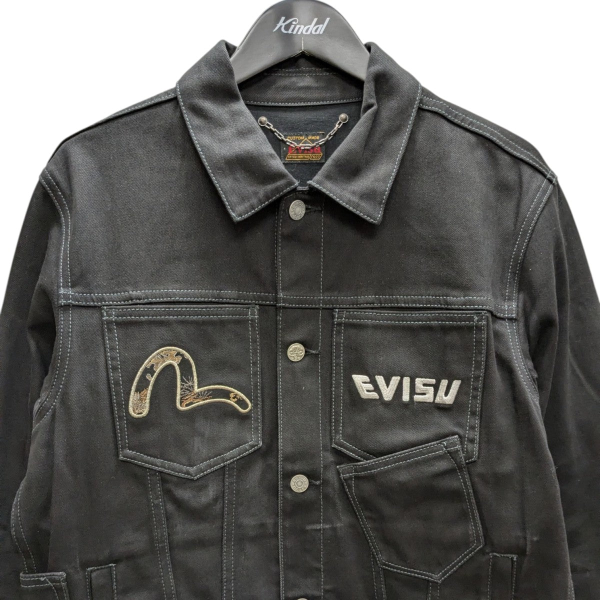 EVISU(エヴィス) 家紋 カモメ 刺繍 ジャケット ブラック サイズ