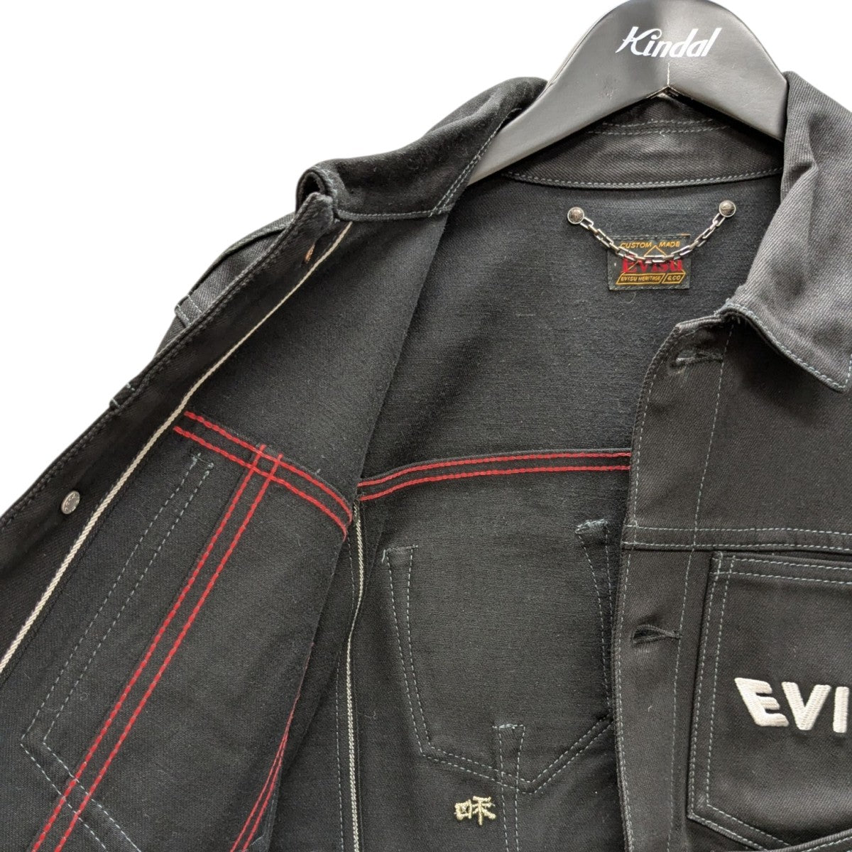 EVISU(エヴィス) 家紋 カモメ 刺繍 ジャケット ブラック サイズ