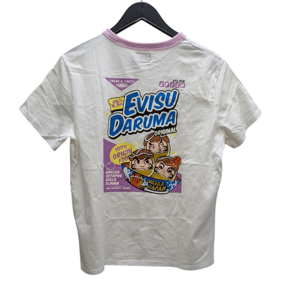 ロゴとたこ焼き だるま プリント レギュラー フィット リンガー Tシャツ