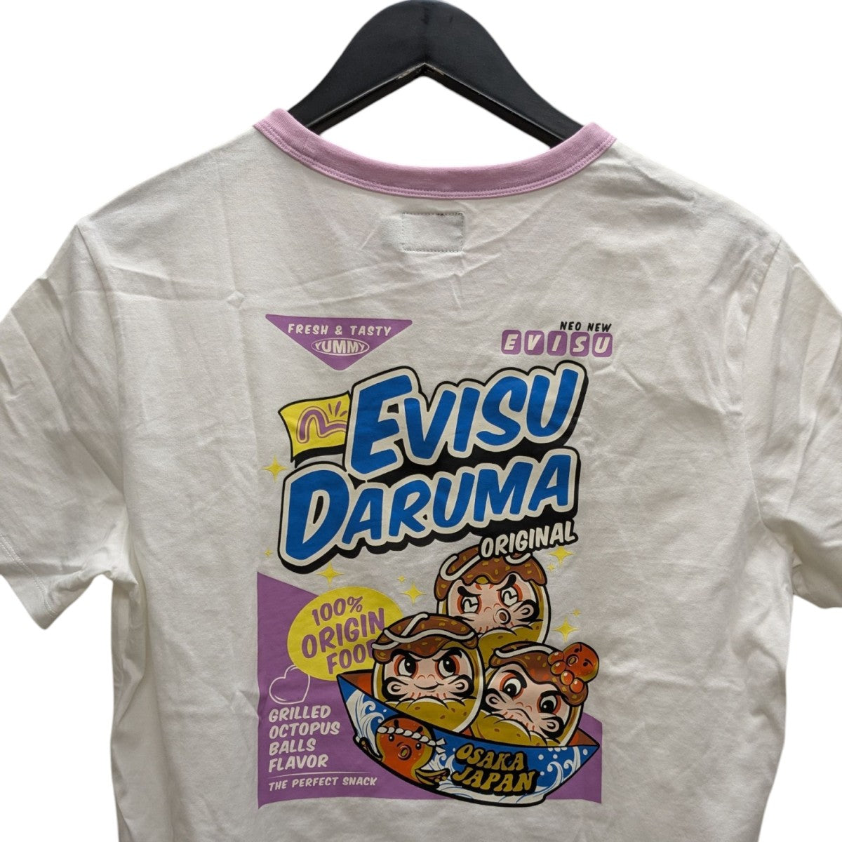 ロゴとたこ焼き だるま プリント レギュラー フィット リンガー Tシャツ