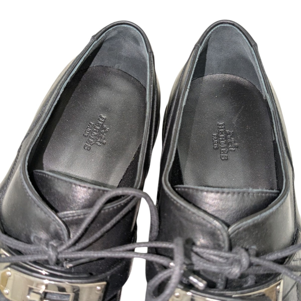 新品未使用！HERMESローファー ダービーファースト革靴ブラック３８．5黒 エルメス HERMES ファーストケリークラスプダービーシューズ