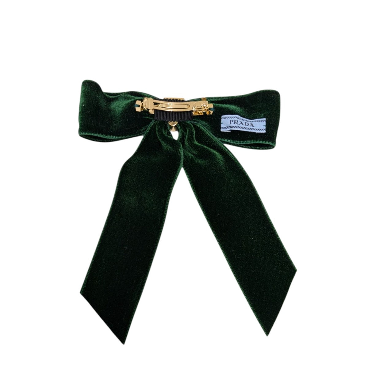 【最終値下げ】PRADA ダークグリーン ベルベットヘアクリップ PRADA ダークグリーン ベルベットヘアクリップ