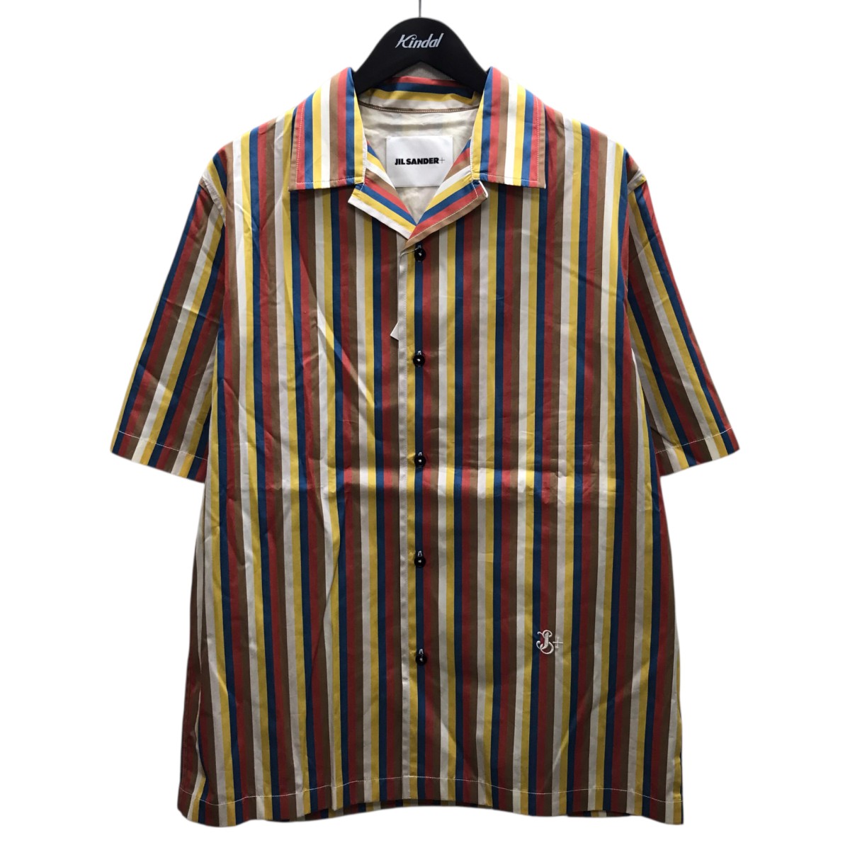 JIL SANDER マルチストライプ半袖オープンカラーシャツ 古着・中古-1枚目のアイテム画像