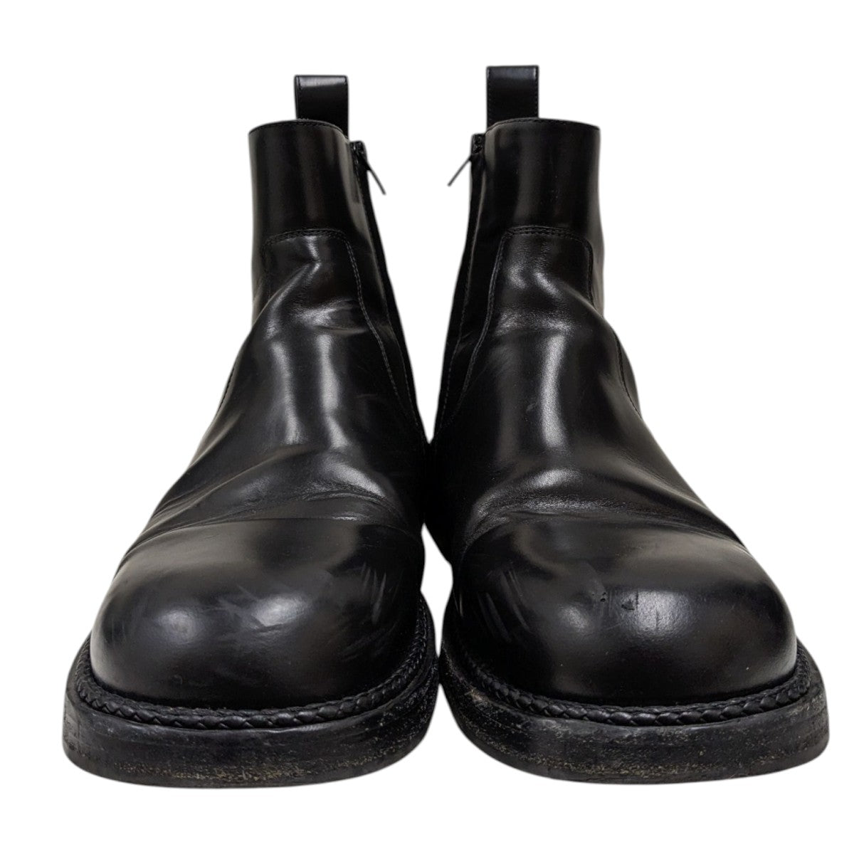 44 ボッテガヴェネタ　シボ革　ブラック　ブーツ BOTTEGA VENETA(ボッテガヴェネタ) レザーブーツ ブラック サイズ 44