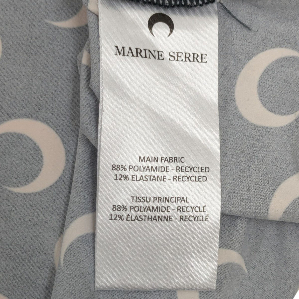75))マリーンセル フレンチガーリー りぼん 韓国 派手 ブラック シルバー marine serre(マリーンセル) ムーン柄総柄カットソー ブラック