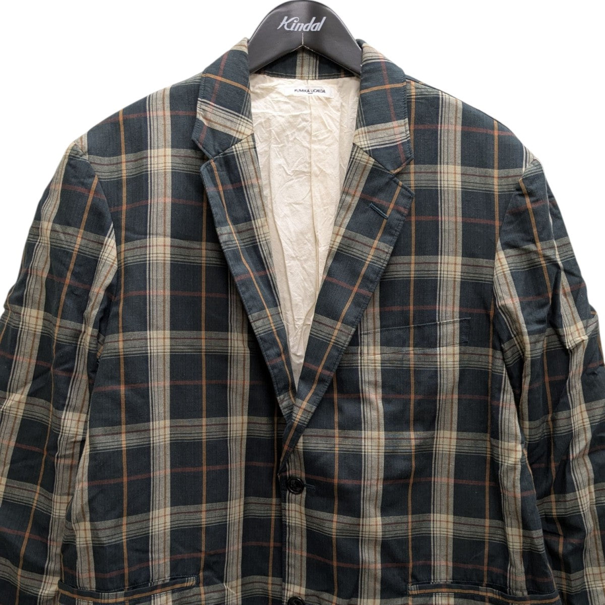 PLAID NOTCHED LAPEL SINGLE JACKET チェックテーラードジャケット