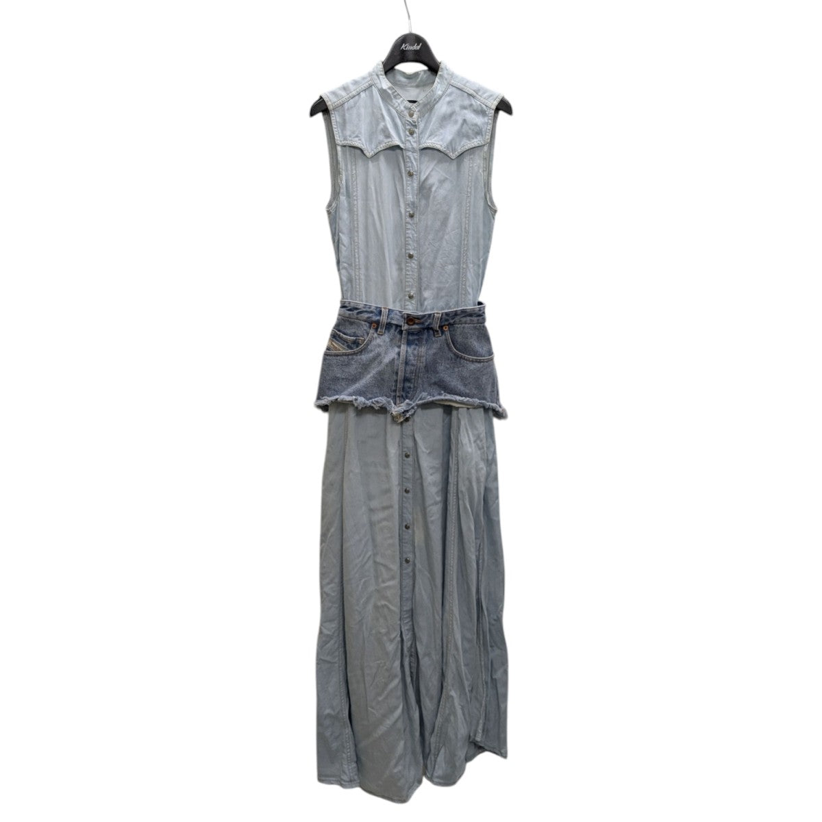 ノースリーブデニムドッキングワンピースA62226170