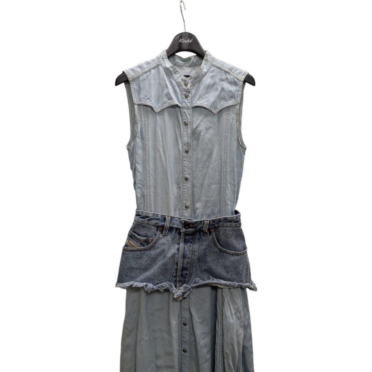 ノースリーブデニムドッキングワンピースA62226170