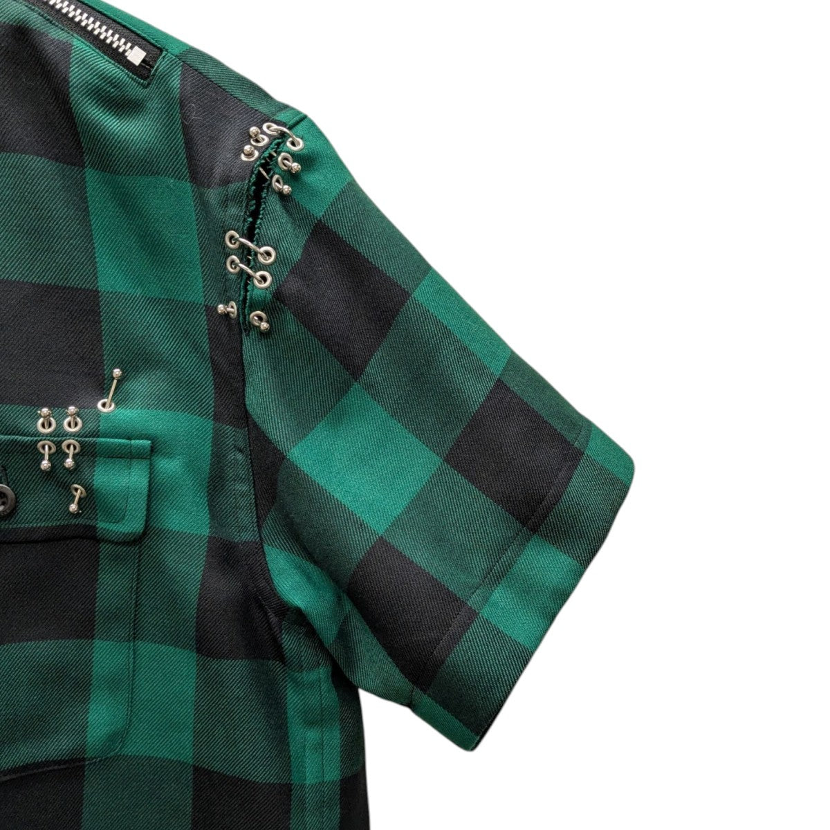 sacai(サカイ) チェック半袖ブラウス22-05943 22-05943 グリーン