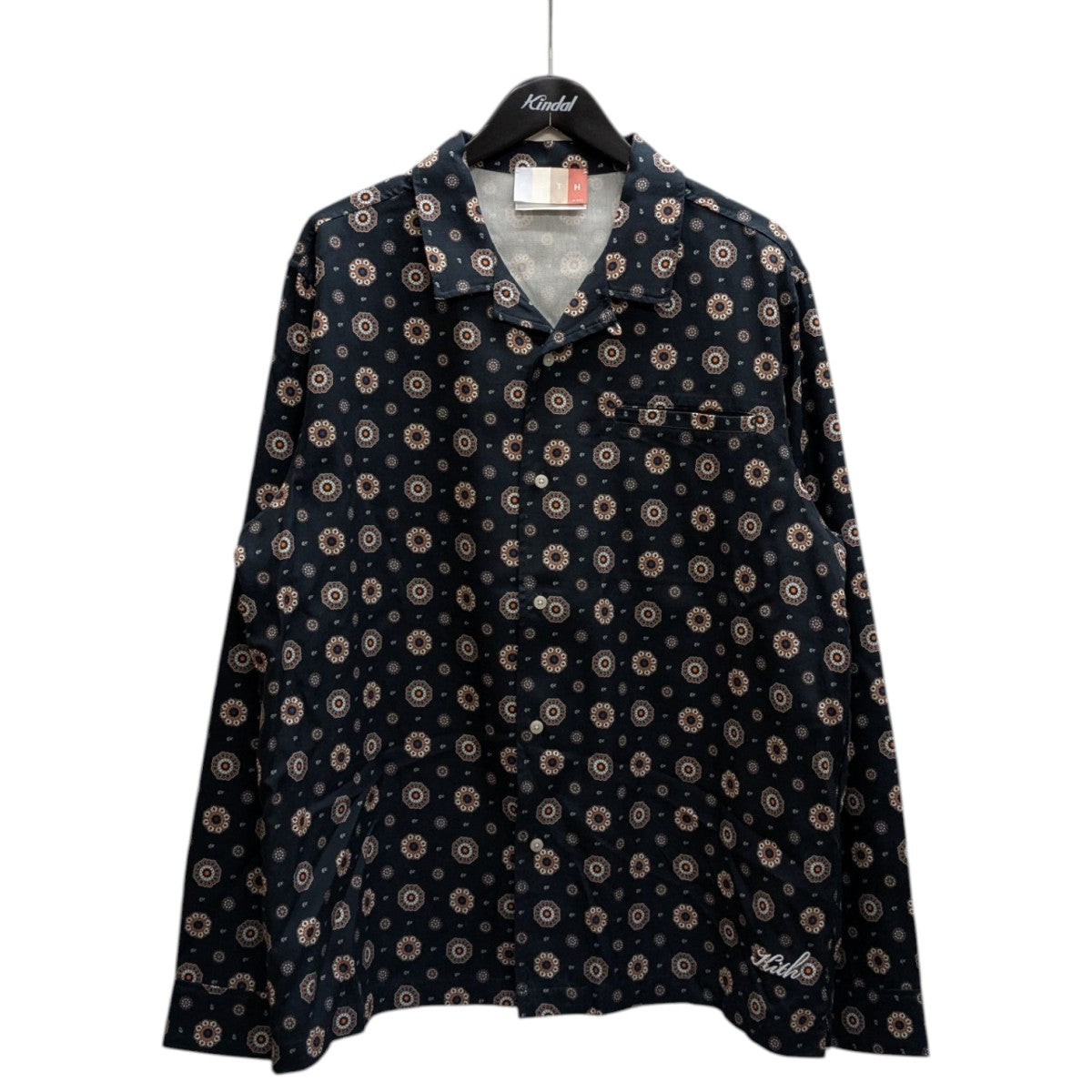 KITH(キス) シルクコットン総柄シャツ 22-050-060-0003-2-0 ネイビー