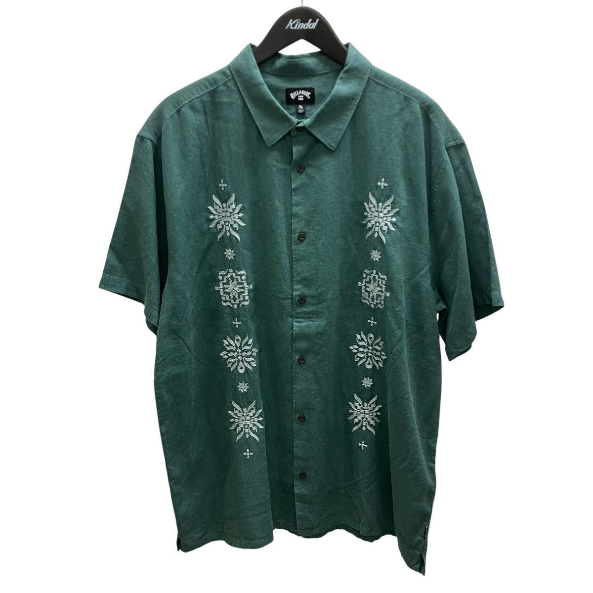 Frequency S S Shirts - Marine Green刺繍半袖シャツ