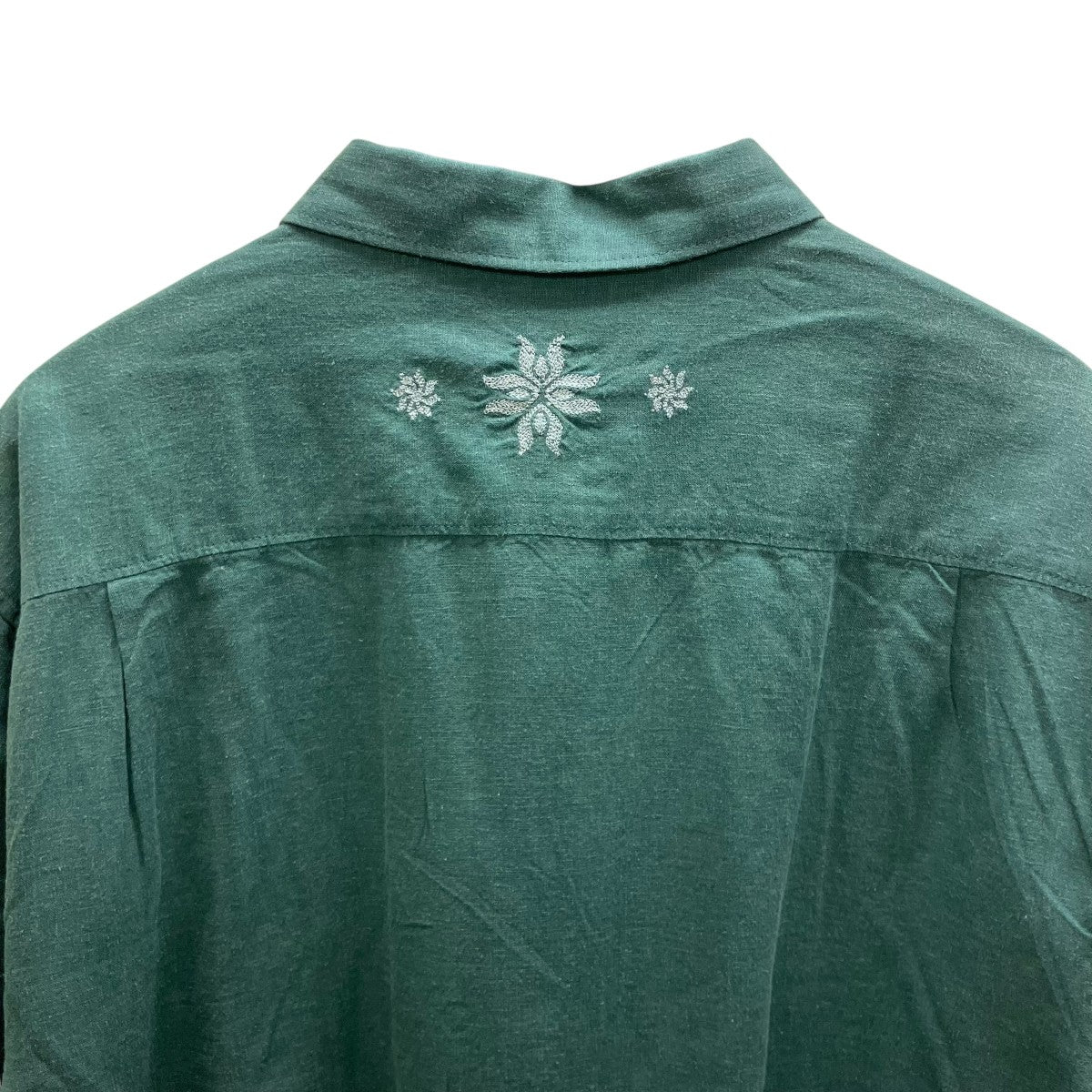 Frequency S S Shirts - Marine Green刺繍半袖シャツ