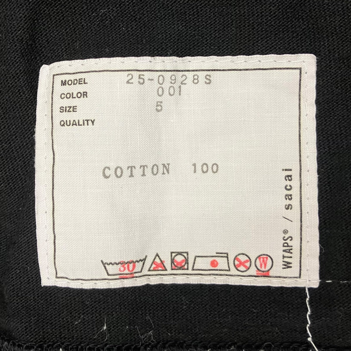 sacai×WTAPS 25SS 半袖Tシャツ 古着・中古-5枚目のアイテム画像
