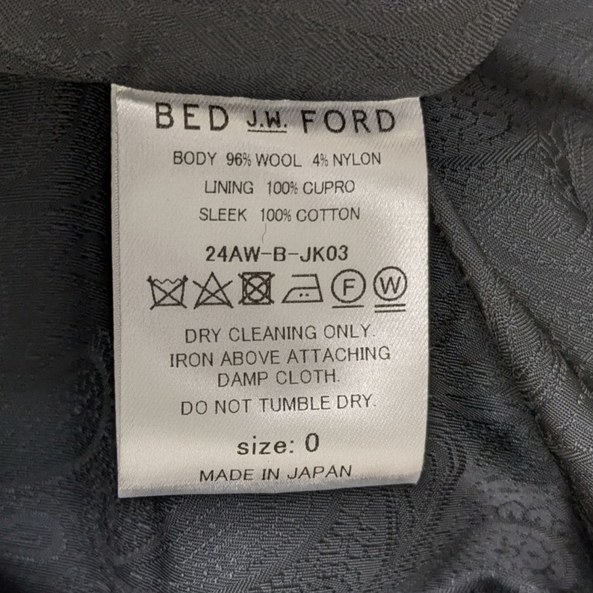 BED j.w. FORD 24SSViolin Jacket サイズ0 BED J.W. FORD(ベッドフォード)のViolin Jacketの通販｜PALETTE