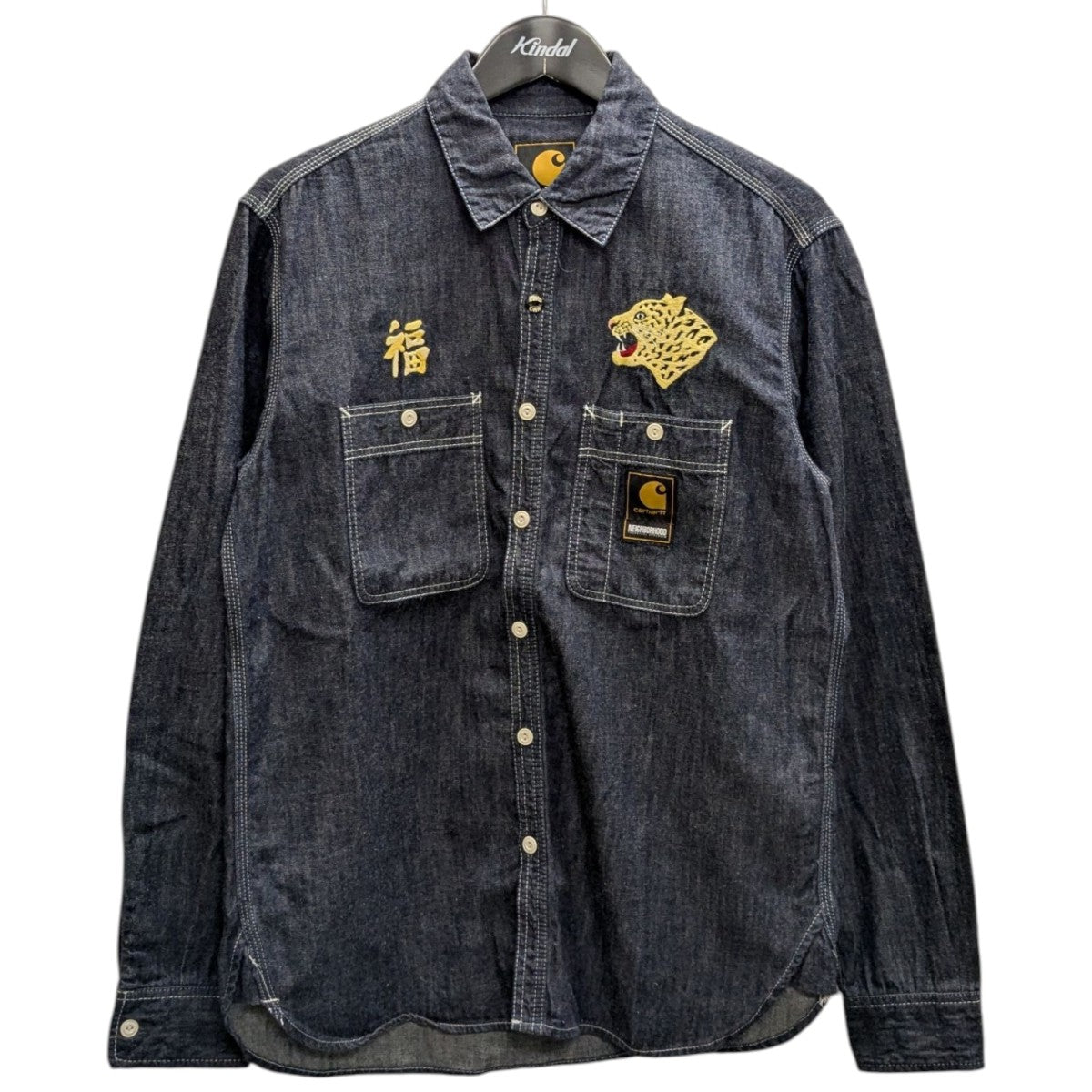 Carhartt×NEIGHBORHOOD ブラックデニムシャツ 日本製 NEIGHBORHOOD ネイバーフッド デニムシャツ 半袖シャツ