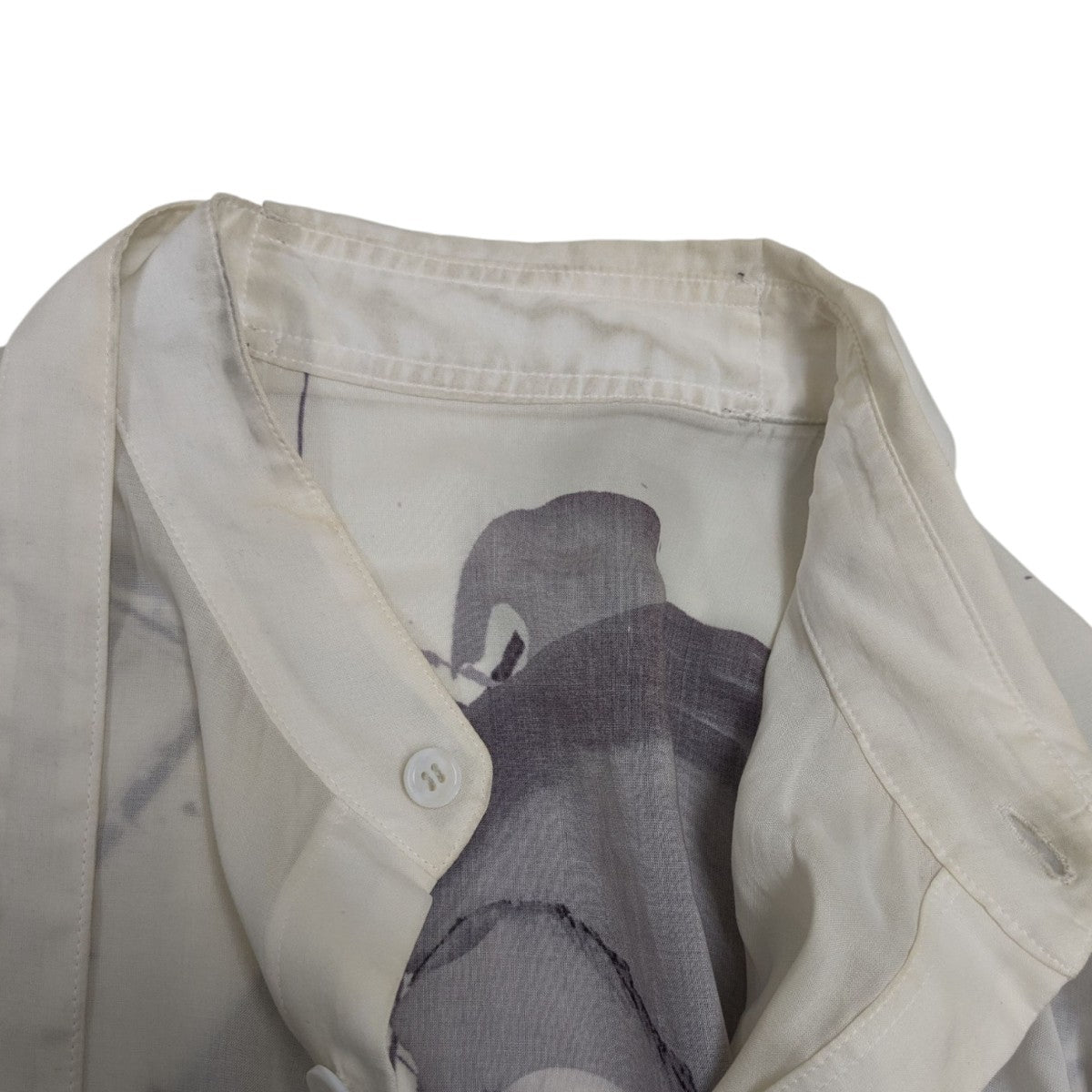 Yohji Yamamoto pour homme 25SS ASYMMETRY COLLAR PRINT BLOUSE アシンメトリーカラープリントブラウス 古着・中古-8枚目のアイテム画像