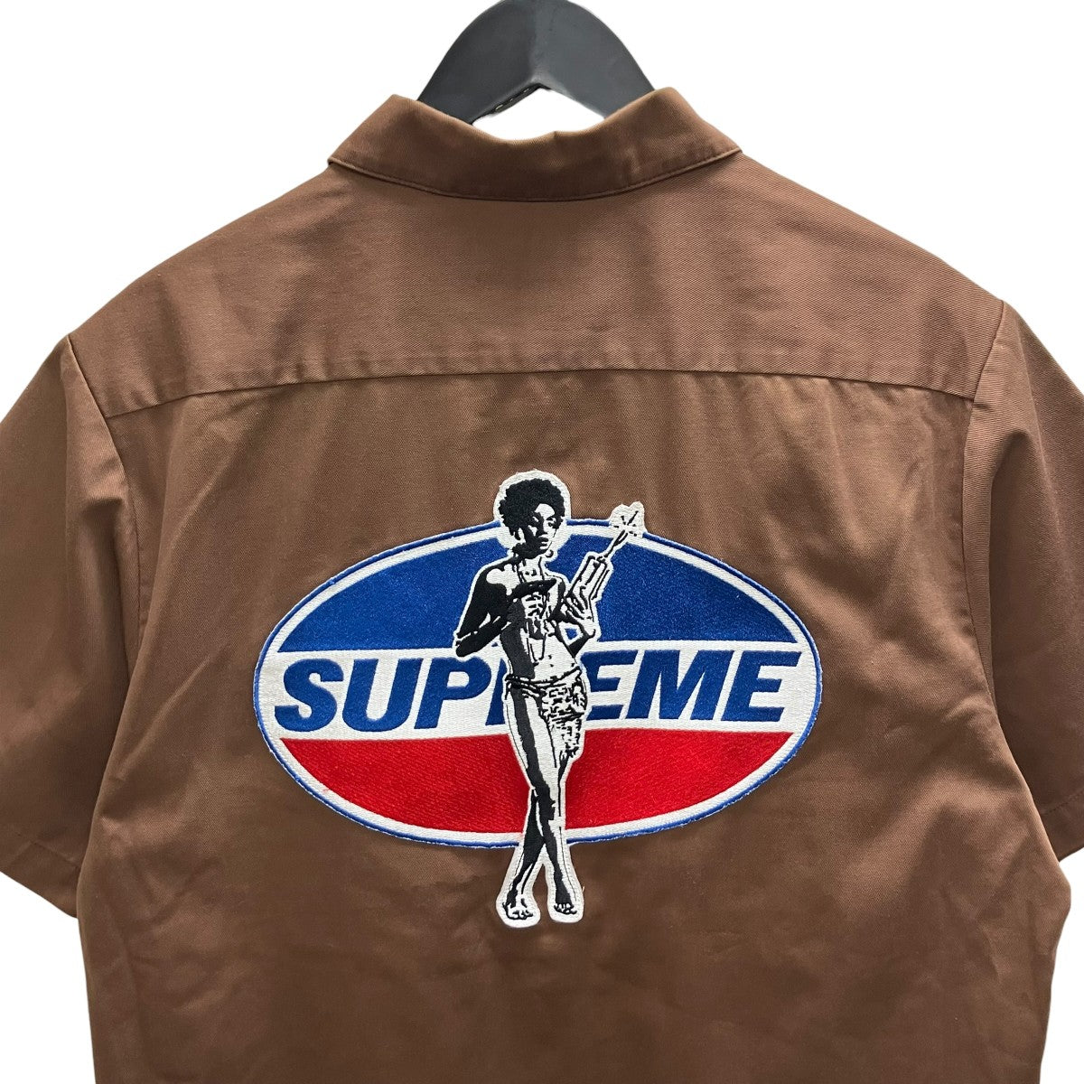 Supreme×hysteric glamour S S Work Shirt半袖シャツ ブラウン サイズ