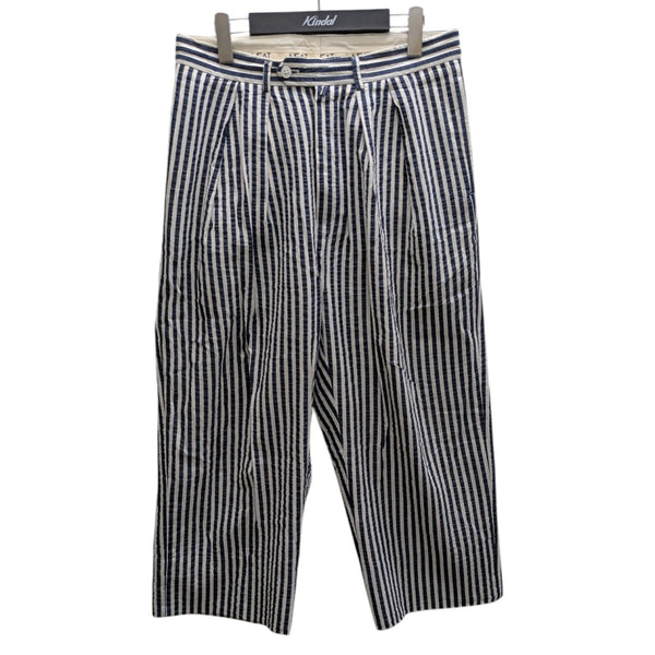 NEAT(ニート) テーパードシアサッカースラックス ネイビー×ホワイト