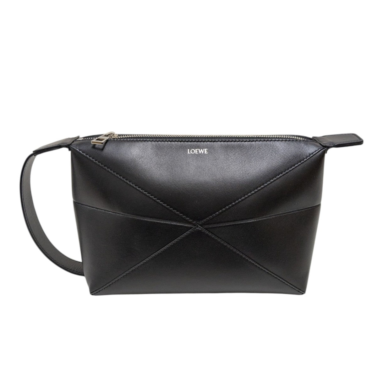 LOEWE(ロエベ) Puzzle Fold Wash Bagパズルセカンドバッグ ブラック