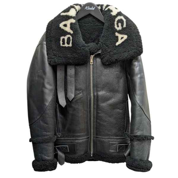 BALENCIAGA(バレンシアガ) ロゴムートンジャケット 436548 ブラック
