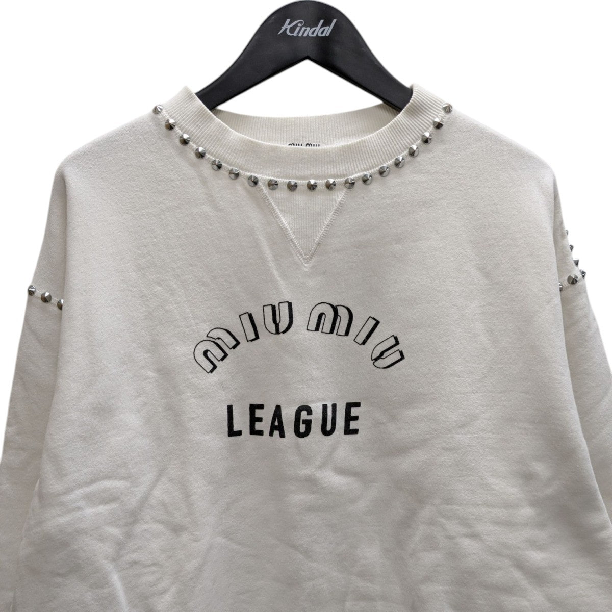 miumiu LEAGUE スタッズスウェット レア 美品 MIU MIU(ミュウミュウ) スタッズ付きスウェット MJL800 1ZVE