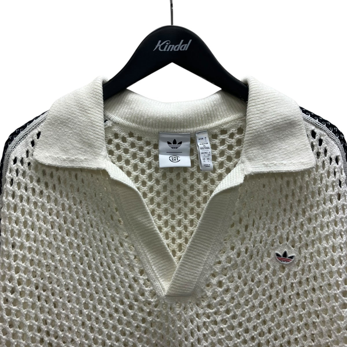 adidas×CLOT クロシェポロシャツ 古着・中古-2枚目のアイテム画像