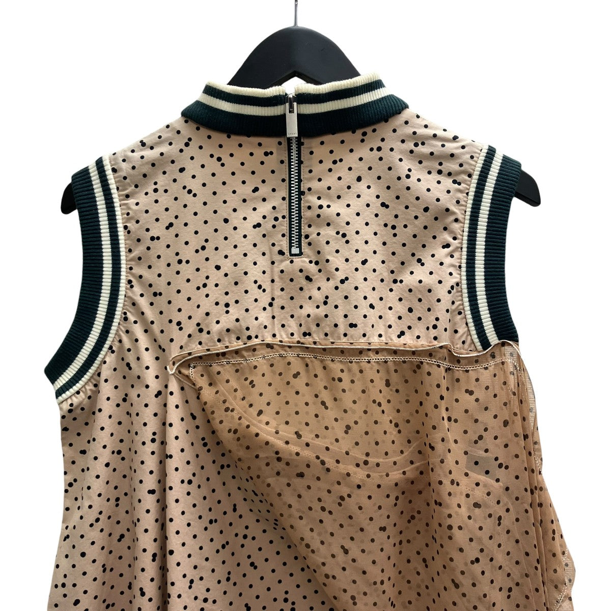 sacai(サカイ) ノースリーブドットワンピース 19-04318 グリーン