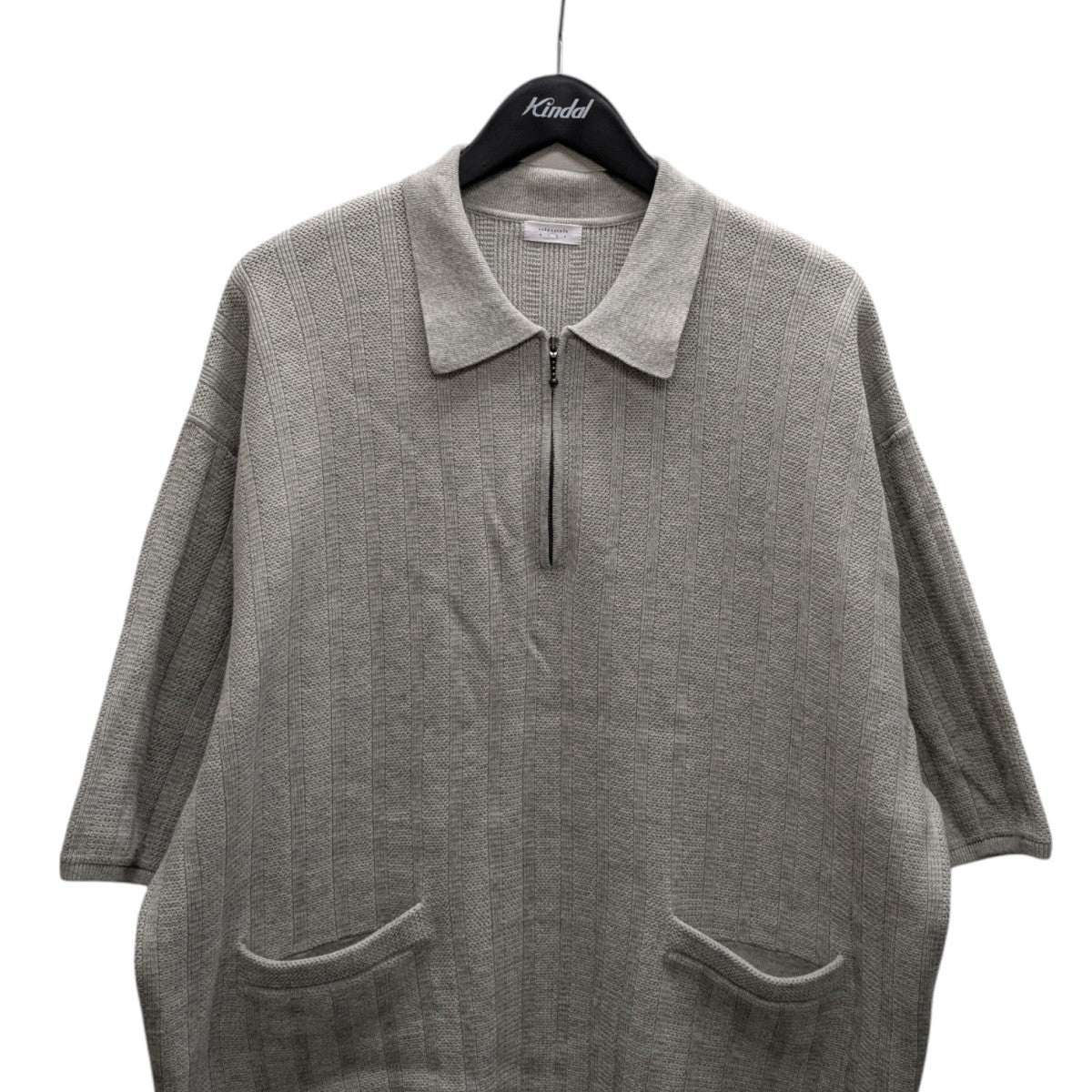 Rib Pattern Half Zip Poloニットポロシャツ2501-012